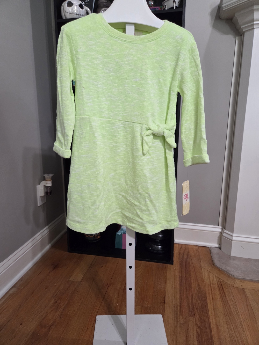 GB girls Neon Lime Knit Tie-Side Casual Dress